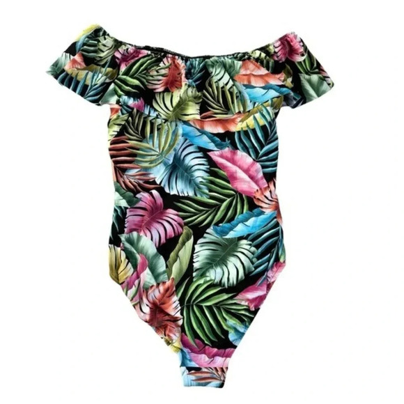 Swim Solutions Tummy-Control Off The Shoulder One Piece Swimsuit Size 12 NWT - Picture 4 of 12